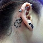 Behind the ear elephant tattoo. Artist unknown #elephant #elephanttattoo #cute #behindtheear #oneline #linework