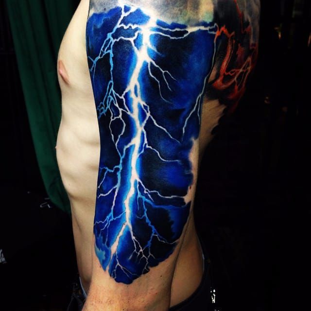 Blue Lightning Tattoo  Lightning tattoo Purple tattoos Blue ink tattoos