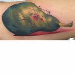 Abstract watercolor pear tattoo by @tothegravetattoo. #abstract #watercolor #pear #fruit #tothegravetattoo