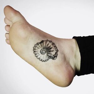 Nice ammonite tattoo by Warda #ammonite #Warda #sole #ammonitetattoo #blackwork