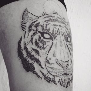 Tiger tattoo by Guga Scharf #tigertattoo #GugaScharf #linework