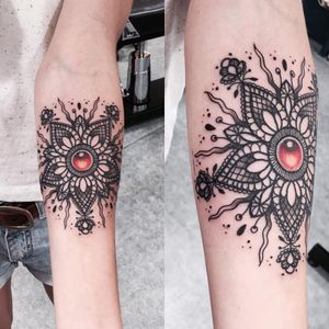 Elegant tattoo by Falukorv #Falukorv #ornamental #lace #jewel #mandala