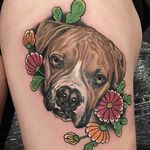 Puppy by Megan Massacre #MeganMassacre #puppy #dog #color #flower #realism #portrait #tattoooftheday