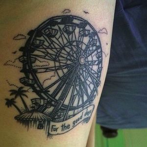 Ferris wheel by Chrisba (via IG -- therockspot) #chrisba #ferriswheel #ferriswheeltattoo