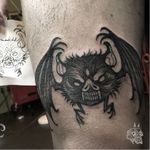 Cute bat tattoo by Sketchfield #Sketchfield #illustrative #blackwork #monster #gothic #bat
