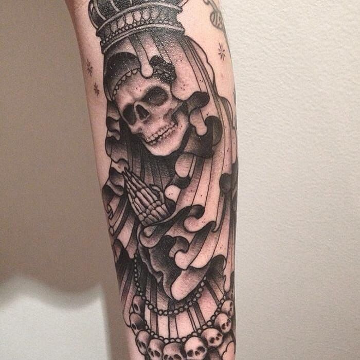 Santa Muerte by Gian Karle at Seven Horses Tattoo in Concord New Hampshire   rtattoo
