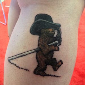 An illustration by Maurice Sendak from "Little Bear's Visit" turned into a tattoo by unknown artist. #Caldetatts #childrensbooks #LittleBear #MauriceSendak