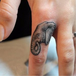 Elephant tattoo via Pinterest: Kirstin French #elephanttattoo #elephant #fingertattoo #realism