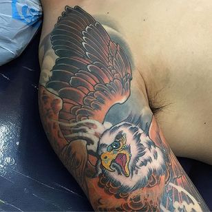 Hawk Tattoo por Hamish Mclauchlan #hawk #neotraditionalanimal #animal #neotraditional #HamishMclauchlan