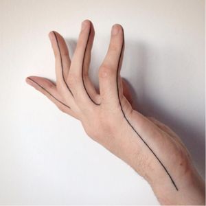 Hand seam tattoo by Lusi. #line #seamline #handseam #minimalist