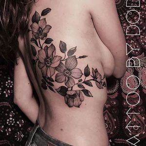 Pretty one by Dodie #Dodie #blackwork #flower #floral #tattoooftheday