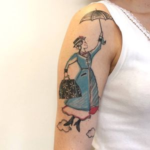 Mary Poppins tattoo by Miriam Frank #MiriamFrank #graphic #childhood #MaryPoppins