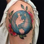 Earth tattoo by @thepathofsharksart #earth #earthtattoo #climatechange #planetearth