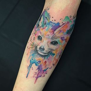 Tatuaje de zorro por Jason Adelinia # fox # acuarela fox # acuarela # artista de acuarela #JasonAdelinia