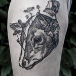Pointillism cow tattoo by Nick Avgeris. #NickAvgeris #alternative #contemporary #pointillism #cow #blackwork