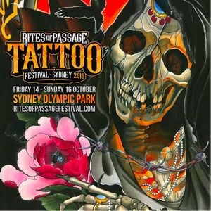 Sick banner for the Rites of Passage Festival in Sydney, 2016. #tattooexpo #sydney #australia #ritesofpassage #ritesofpassagetattooexpo