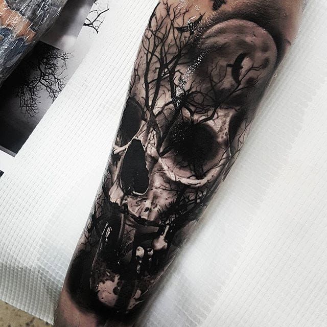 Mike DeVries  Tattoos  Evil  Skull and Gears Tattoo