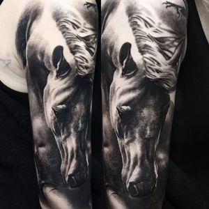 Nothing like wild horses by Domantas Parvainis #DomantasParvainis #blackandgrey #realism #realistic #hyperrealism #horse #animal #nature #petportrait #tattoooftheday