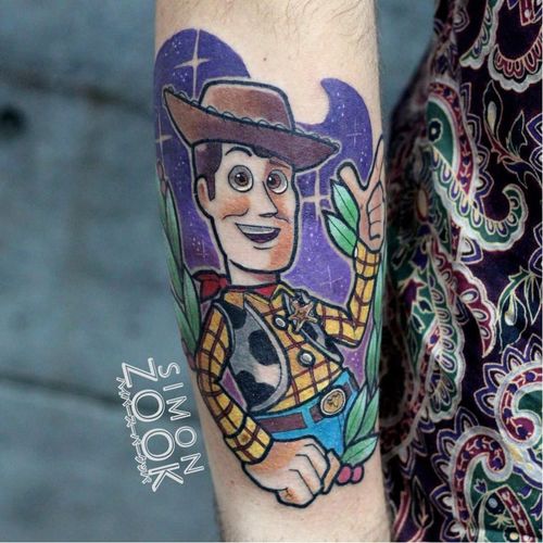 Classic Woody. (via IG - simonzooktattoo) #ToyStory #Disney #Pixar #DisneyTattoo #ToyStoryTattoo