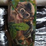 Photo-Realistic Monkey Tattoo By Iwan Yug #monkeytattoo #IwanYug #photorealistictattoos #realistictattoos #3Dtattoos