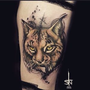 Tattoo by Sanni Tormen #graphic #lynx #abstract #watercolor #contemporary #SanniTormen