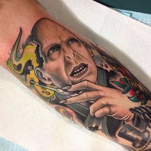 Voldemort Tattoo by Nick Sarich #Voldemort #HarryPotter #HarryPotterTattoos #NickSarich