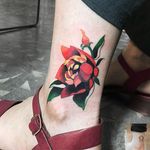 Flower Tattoo by Zihee #flower #flowertattoo #contemporarytattoos #contemporary #moderntattoos #color #colorfultattoo #abstract #graphic #korean #southkorean #Zihee