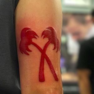 In-N-Out Palms by Ronnie Hills (via IG -- blancos_tattoos) #ronniehills #innoutburger #innouttattoo