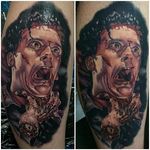 Ash Williams tattoo by John Barrett #ashwilliams #evildead #bloody #chainsaw #horror #horrortattoo #JohnBarrett