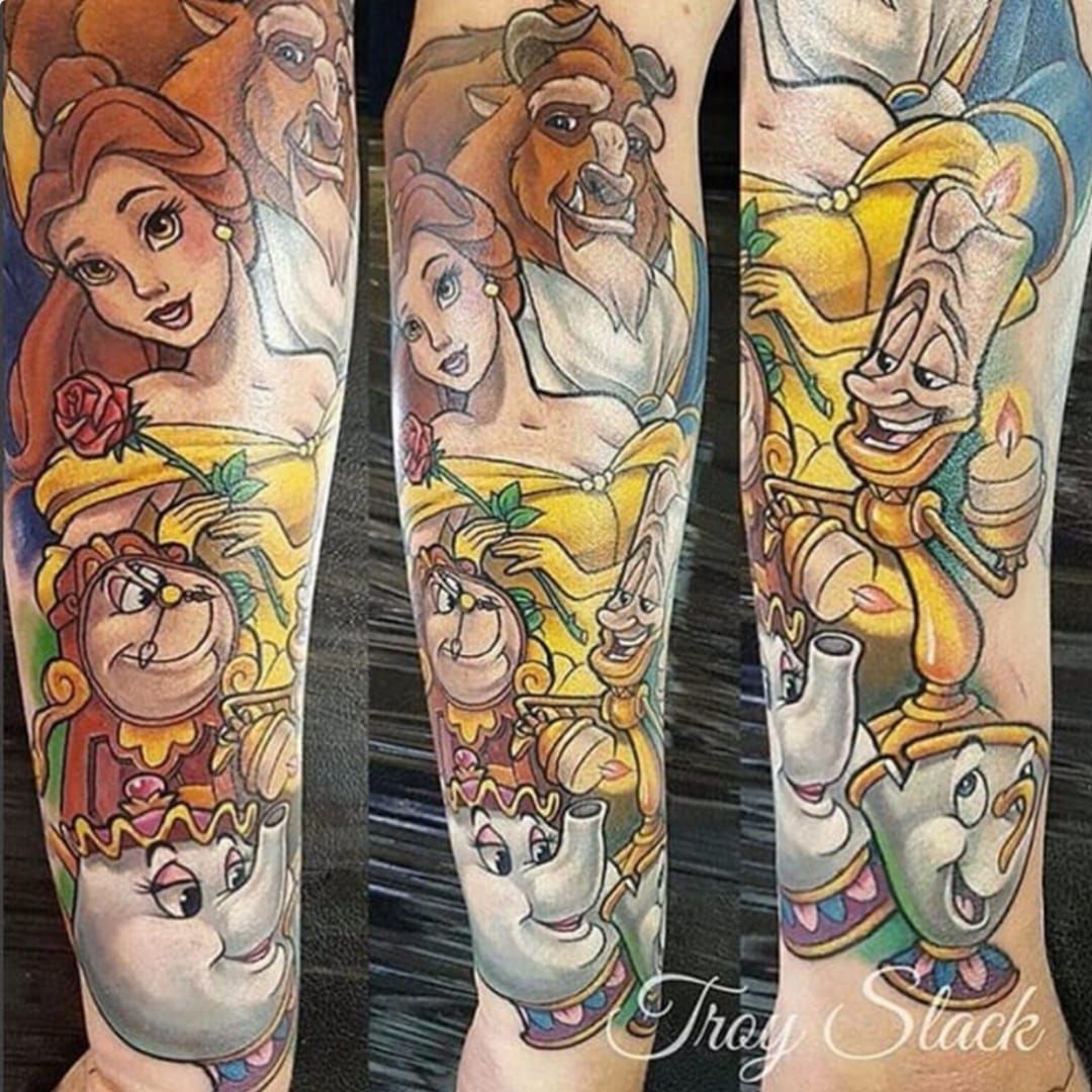 Beautiful Mrs Potts and Chip from the beauty and the beast movie Samantha  Pixie Robson Tattoo s in  Beauty and the beast tattoo Disney tattoos  Trendy tattoos