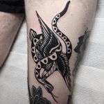 Eagle and Snake Tattoo by Mike Shaw #Blackwork #BlackworkTattoos #TraditionalBlackwork #BlackworkArtists #BlackInk #OldSchoolTattoos #TraditionalTattoos #MikeShaw