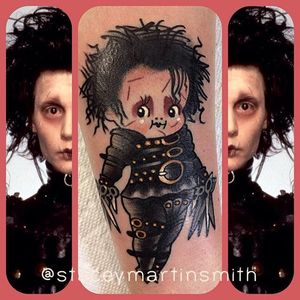 Edward Scissorhands Kewpie tattoo by Stacey Martin. #StaceyMartin #edwardscissorhands #kewpie #cute #doll #baby #adorable
