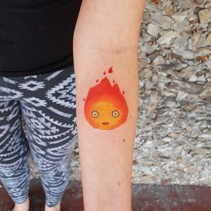 Calcifer tattoo by Matt Oates. #calcifer #studioghibli #fire #anime #film #animation #ghibli #howlsmovingcastle #mattoates