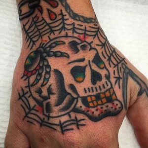 Skull Tattoo by Joe Chatt #skull #traditionalskull #oldschoolskull #punk #punkskull #JoeChatt