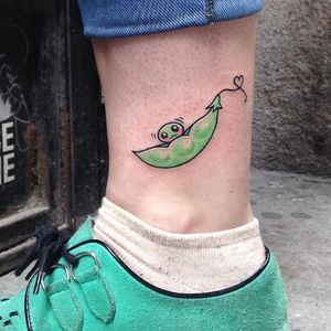 Kawaii peas tattoo by Numi #Numi #peas #kawaii