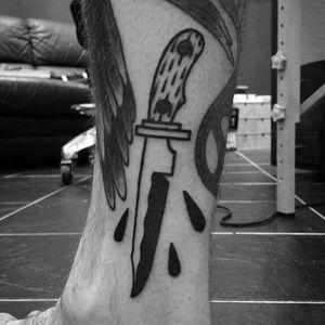 Flat black knife Tattoo by Matt Pettis @Matt_Pettis_Tattoo #MattPettis #MattPettisTattoo #Black #Blackwork #Blacktattoo #Blacktattoos #London #Knife #Knifetattoo #btattooing #blckwrk
