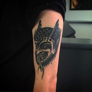 Demon Tattoo by Aaron J Murphy @Aaronjmurphy_ #Aaronjmurphy #Black #Traditional #Blackwork #Blackworktattoo #Demon #Australia