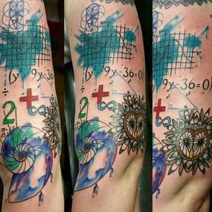 Math is beautiful! By Jesse Rollins (via IG — iron_clad_ink) #jesserollins #mathtattoo #seashell