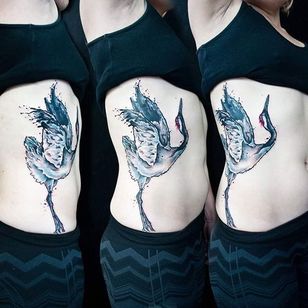 Tatuaje de grifo de acuarela de Jay Van Gerven.  # acuarela # JayVanGerven # pájaro # grúa # placas de tinta