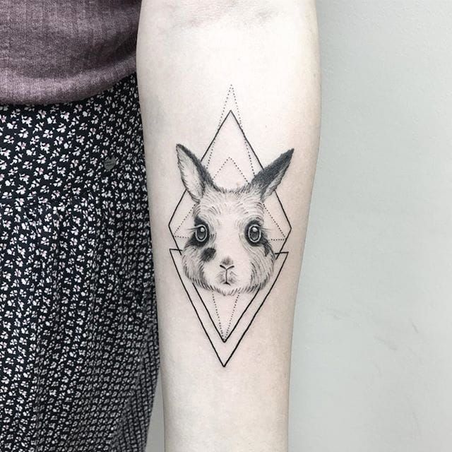 Minimalist Geometric Animal Rabbit Rabbit Ears Tattoo Sticker  Spreadshirt