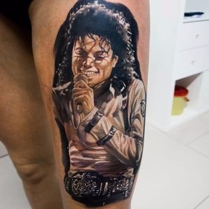 Michael Jackson tattoo by Alex Noir. #realism #colorrealism #AlexNoir #portrait #MichaelJackson