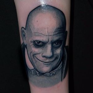 Uncle Fester Tattoo by Alex Ciliegia #unclefester #unclefestertattoo #addamsfamily #popculture #popculturetattoo popculturetattoos #charactertattoos #portraittattoos #celebritytattoo #poptattoos #iconictattoos #AlexCiliegia