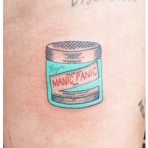Manic Panic hair dye tattoo by Shannon Perry. #ShannonPerry #linebased #linework #offbeat #manicpanic #hairdye #aqua