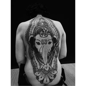 Superb Ganesh tattoo by Twix #Twix #mehndi #ornamental #blackwork #ganesh #mehndidesign #btattooing #blckwrk
