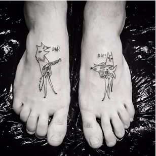 Matching tattoos by Bianka Szlachta #BiankaSzlachta #ignorantstyle #folk #naive #linework #minimalistic #matching