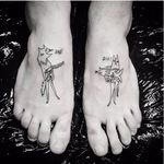 Matching tattoos by Bianka Szlachta #BiankaSzlachta #ignorantstyle #folk #naive #linework #minimalistic #matching