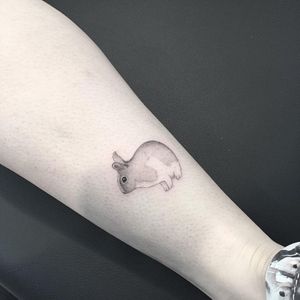 Rabbit tattoo by Jessica Aaron #JessicaAaron #fineline #blackandgrey #monochrome #finelineblackandgrey #rabbit #miniature
