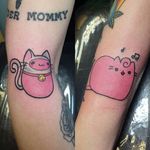 Kawaii potato kitty and Pusheen tattoos by Alexis Haskett. #traditional #cat #kitty #Pusheen #potato #AlexisHaskett