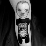 Creepy Baby Tattoo by Oozy @Oozy_Tattoo #Oozy #OozyTattoo #Blackwork #Black #Linework #OddTattoos #Korea #creepy #baby