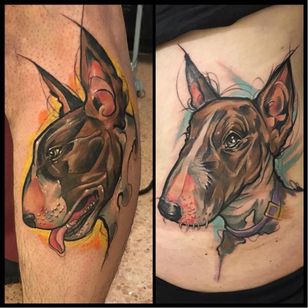 Tatuajes de perros de Francesco Bianco #FrancescoBianco #neotradicional #perro